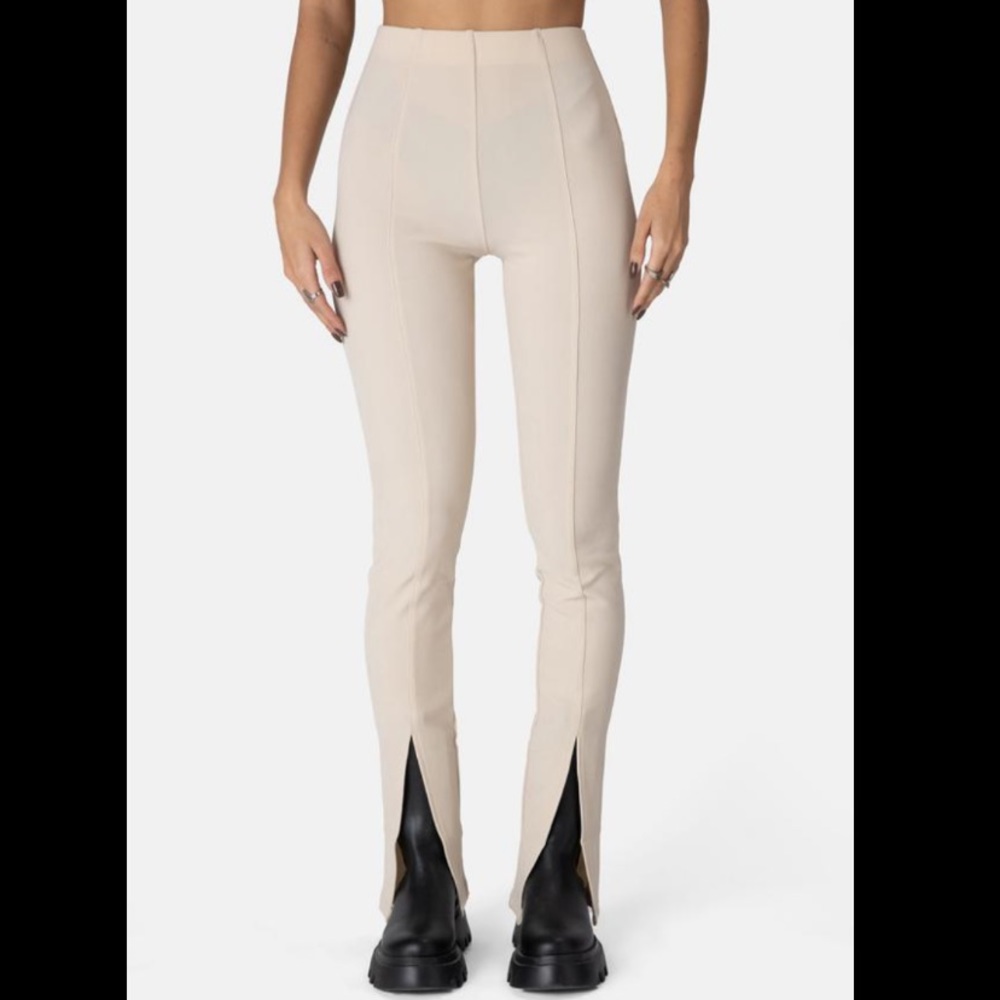 Adika Luxe Front-Slit Pants Cream